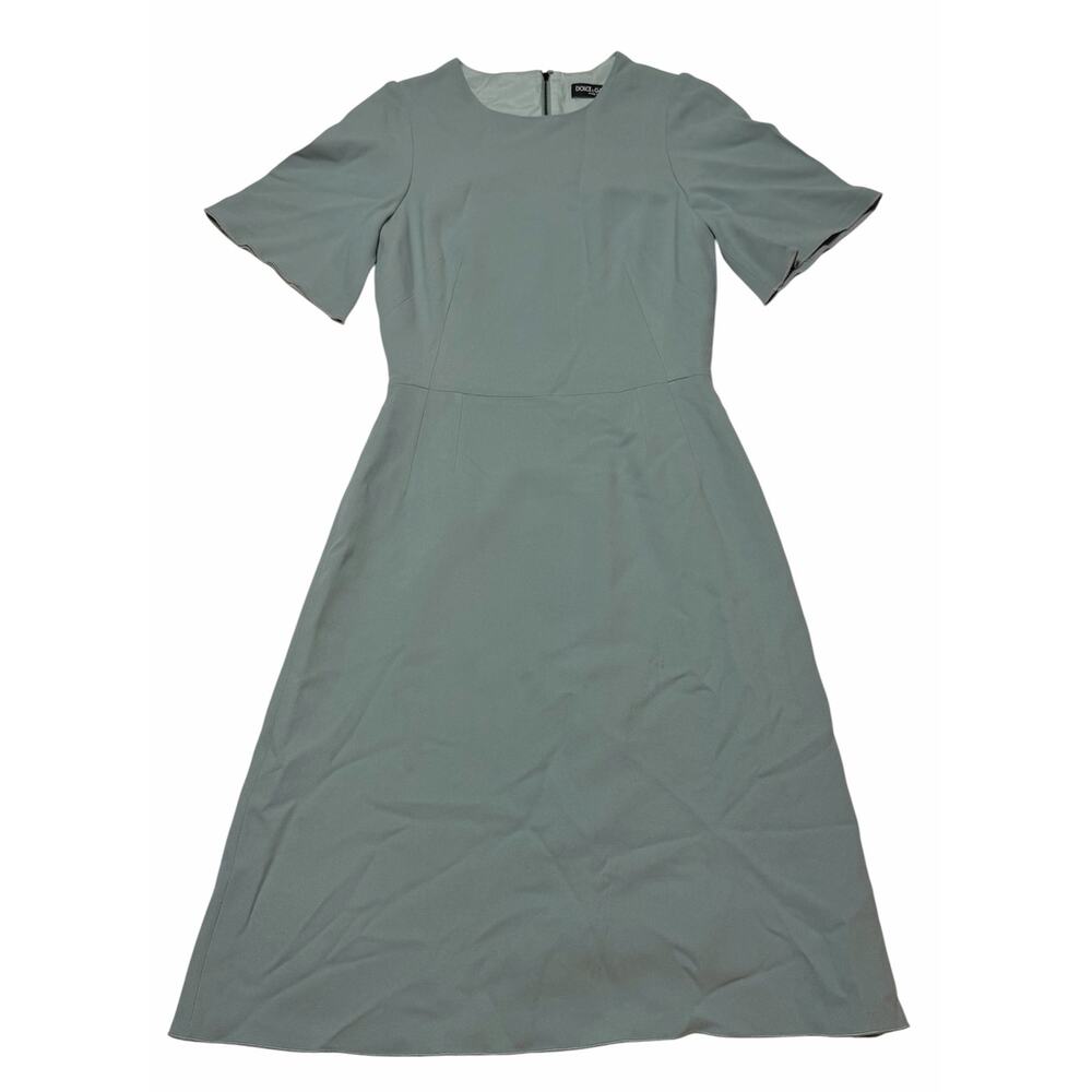 Dolce & Gabbana Mini Dress Light Blue Crepe Texture Short Sleeve size 44 IT 4 US - Picture 9 of 9